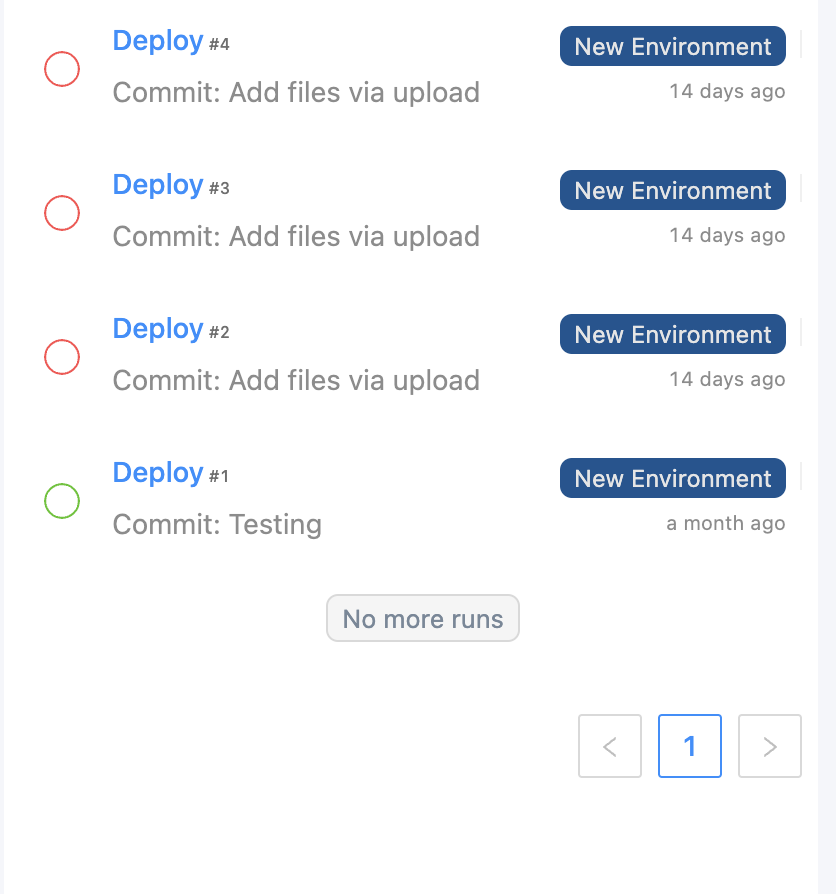 Deployment interface activity feed