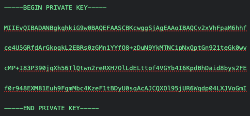 Unformatted key. Each line has a new line between them