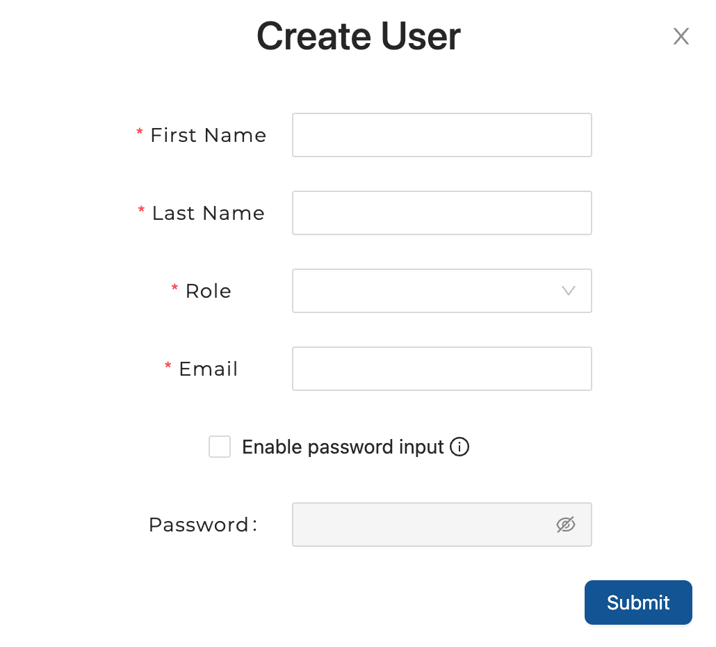 Create User Dialog Box