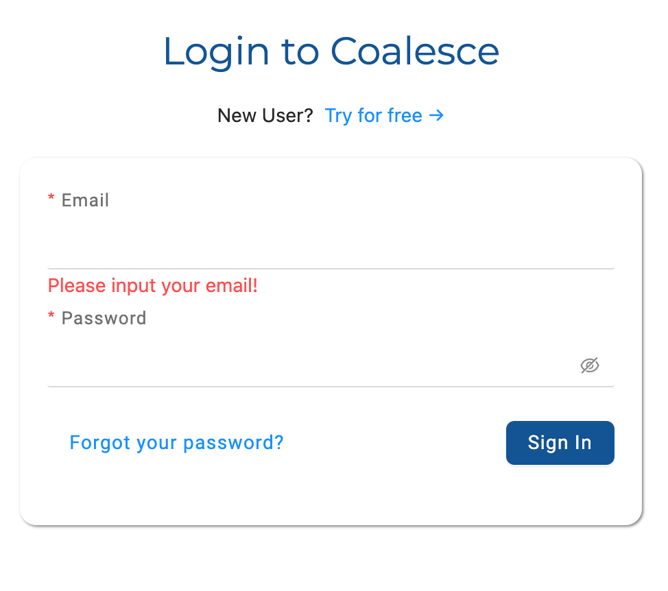 Coalesce Login Screen